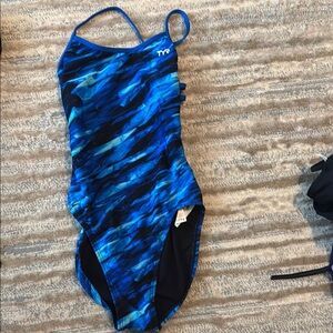 TYR Blue Athletic One Piece Swimsuit